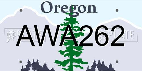 AWA262 Oregon License Plate