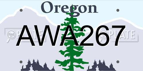 AWA267 Oregon License Plate