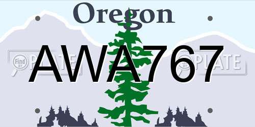 AWA767 Oregon License Plate