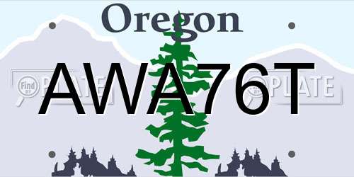 AWA76T Oregon License Plate