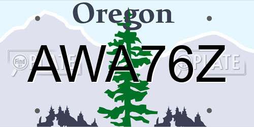 AWA76Z Oregon License Plate