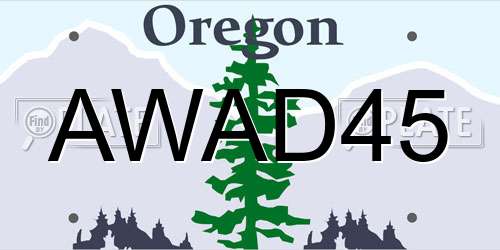 AWAD45 Oregon License Plate