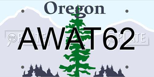 AWAT62 Oregon License Plate