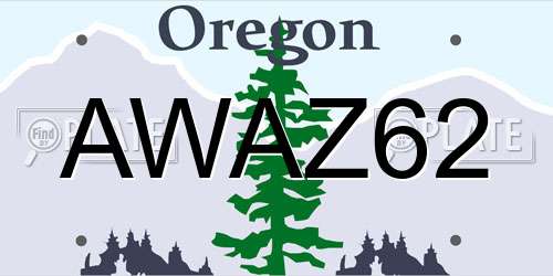 AWAZ62 Oregon License Plate