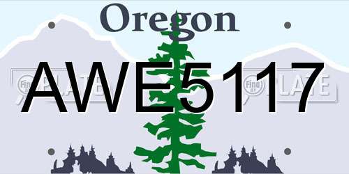 AWE5117 Oregon License Plate