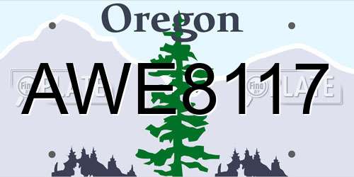 AWE8117 Oregon License Plate