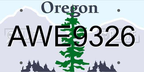 AWE9326 Oregon License Plate