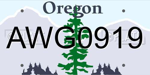 AWG0919 Oregon License Plate