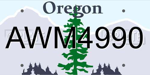 AWM4990 Oregon License Plate