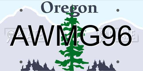 AWMG96 Oregon License Plate