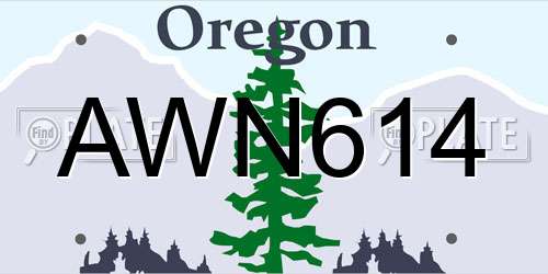 AWN614 Oregon License Plate