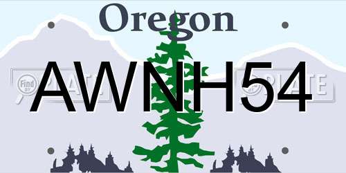 AWNH54 Oregon License Plate