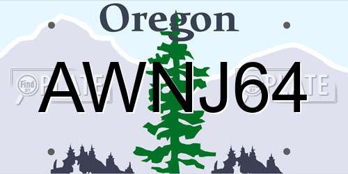 AWNJ64 Oregon License Plate