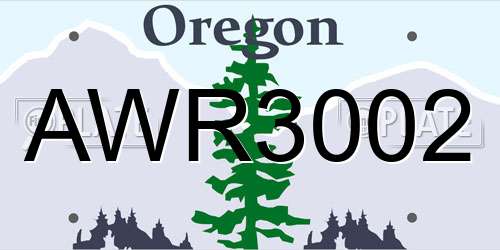 AWR3002 Oregon License Plate