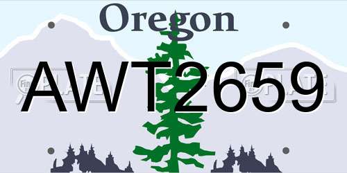 AWT2659 Oregon License Plate