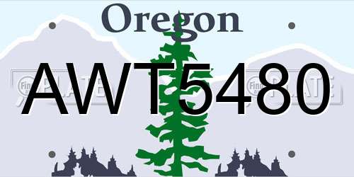 AWT5480 Oregon License Plate