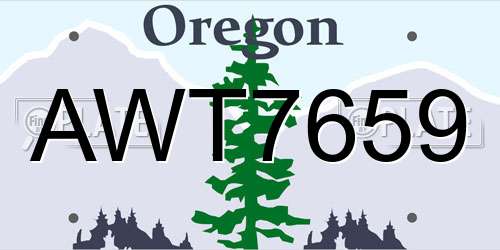 AWT7659 Oregon License Plate