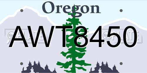 AWT8450 Oregon License Plate