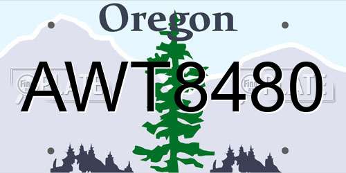 AWT8480 Oregon License Plate