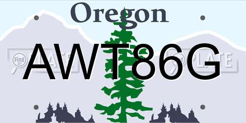 AWT86G Oregon License Plate