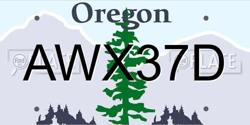 AWX37D Oregon License Plate
