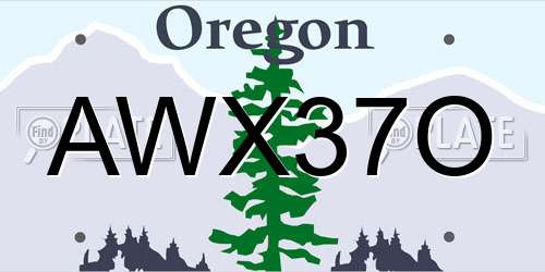 AWX37O Oregon License Plate