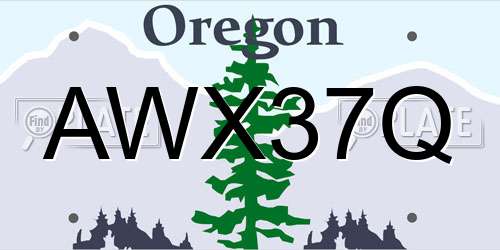 AWX37Q Oregon License Plate
