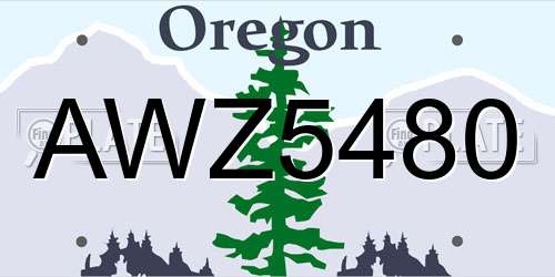 AWZ5480 Oregon License Plate
