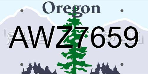 AWZ7659 Oregon License Plate