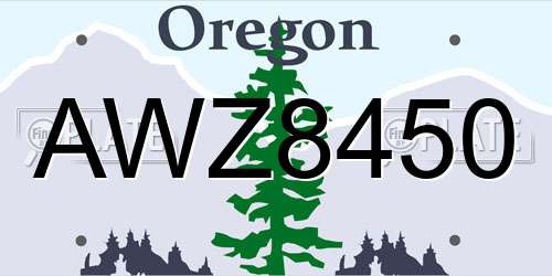 AWZ8450 Oregon License Plate