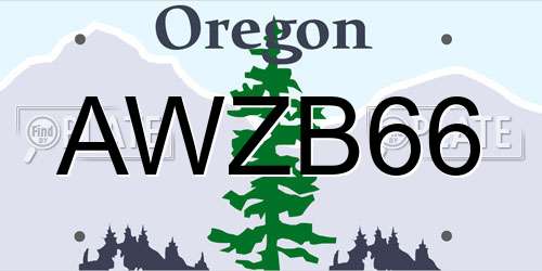 AWZB66 Oregon License Plate