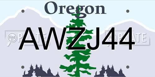 AWZJ44 Oregon License Plate
