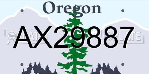AX29887 Oregon License Plate