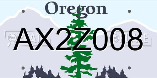 AX2Z008 Oregon License Plate