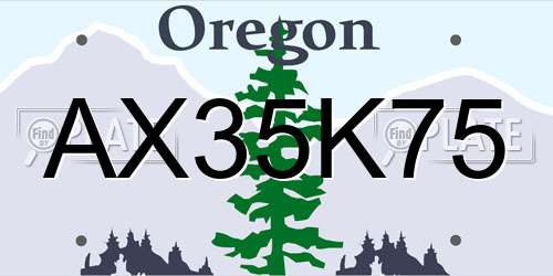 AX35K75 Oregon License Plate