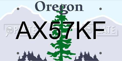 AX57KF Oregon License Plate