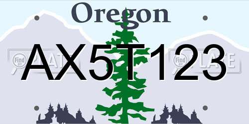 AX5T123 Oregon License Plate