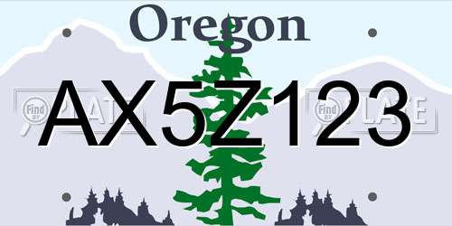 AX5Z123 Oregon License Plate