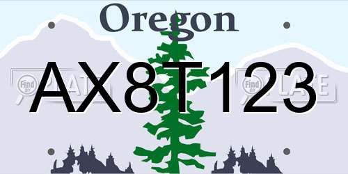 AX8T123 Oregon License Plate
