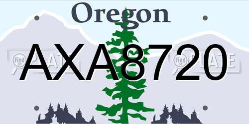 AXA8720 Oregon License Plate