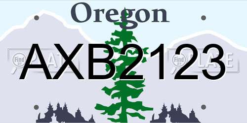AXB2123 Oregon License Plate