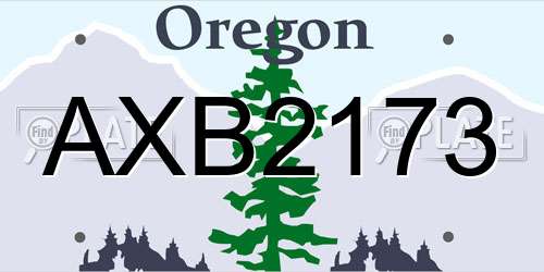 AXB2173 Oregon License Plate