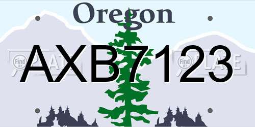 AXB7123 Oregon License Plate