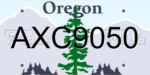 AXC9050 Oregon License Plate