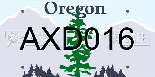 AXD016 Oregon License Plate