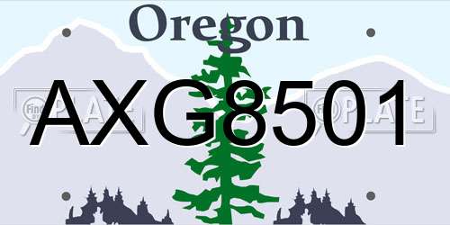 AXG8501 Oregon License Plate