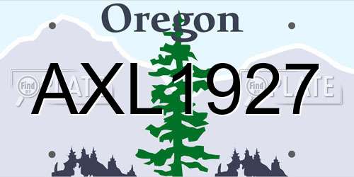 AXL1927 Oregon License Plate