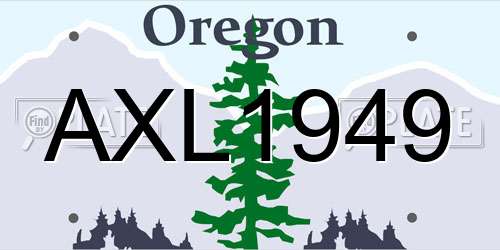 AXL1949 Oregon License Plate