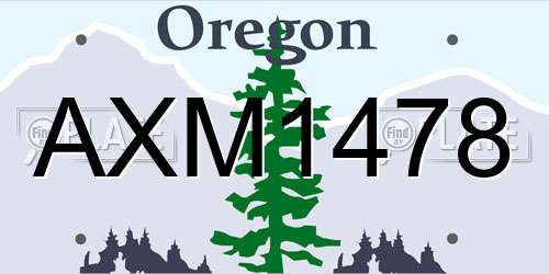 AXM1478 Oregon License Plate
