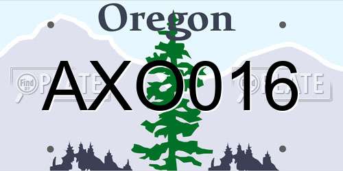 AXO016 Oregon License Plate
